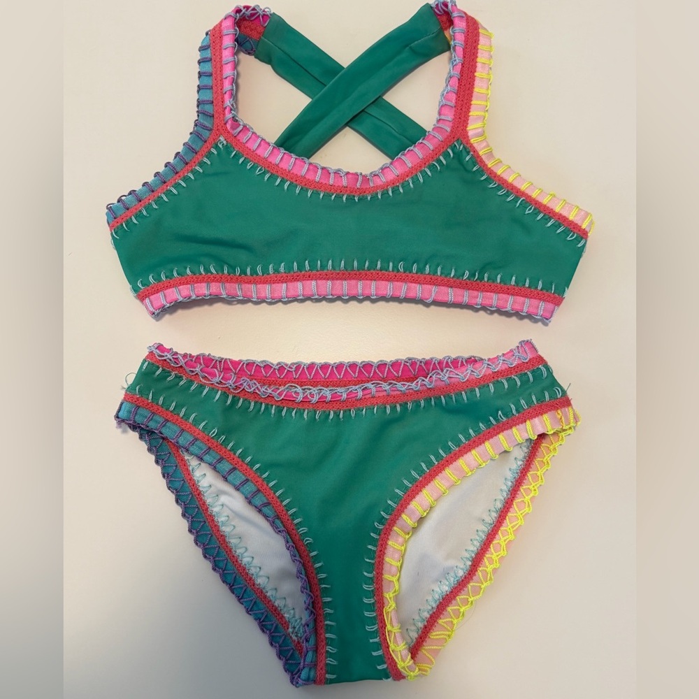 PQ SWIM KIDS
SPORTY RAINBOW EMBROIDERED BIKINI  GUC size 6